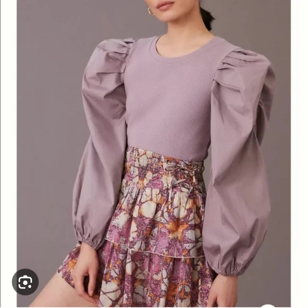 Anthropologie Lea and Viola Puff Sleeve Top